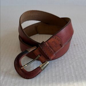 Vintage Fossil Leather Belt With Leather Over Brass Buckle